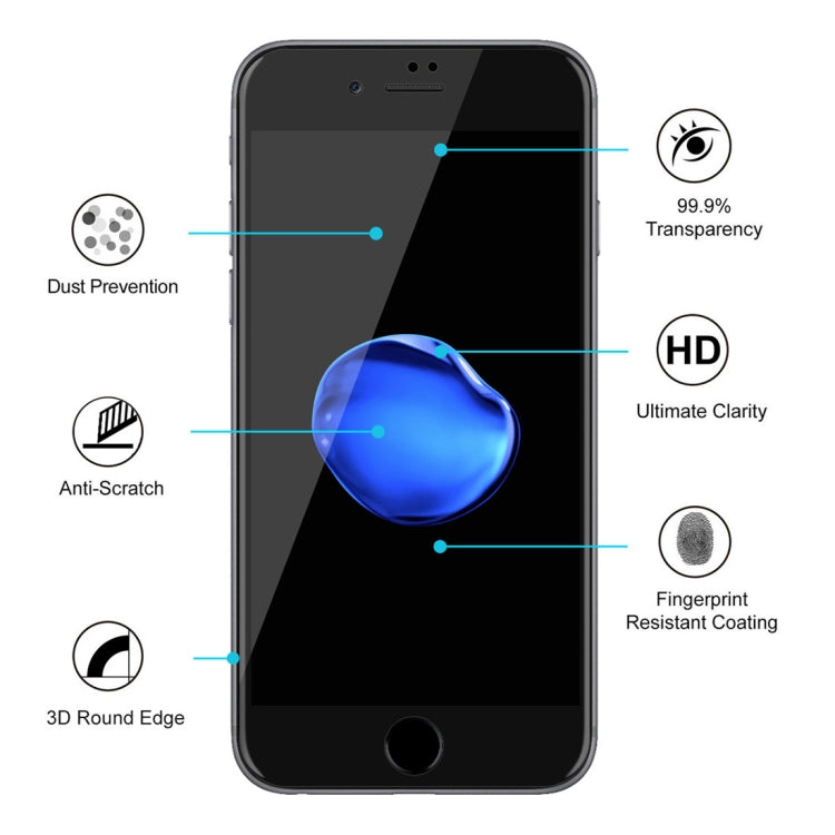 ENKAY Hat-Prince 0.26mm 9H Surface Hardness 6D Curved Edge Full Screen Tempered Glass Film for iPhone 7 Plus & 8 Plus, For 7P & 8P