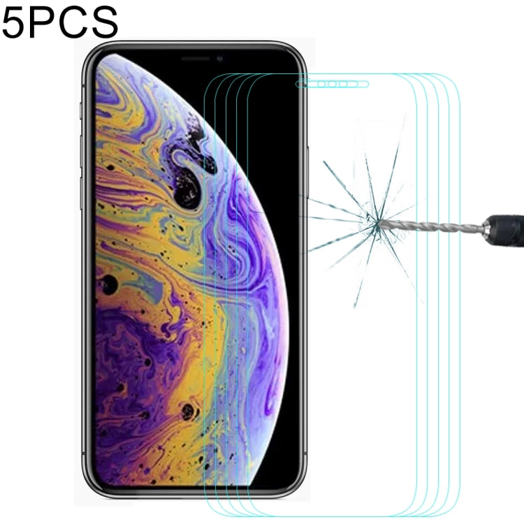 For iPhone 11 Pro / XS / X 5pcs ENKAY Hat-Prince 0.26mm 9H 2.5D Tempered Glass Film, For XS (5 PCS)