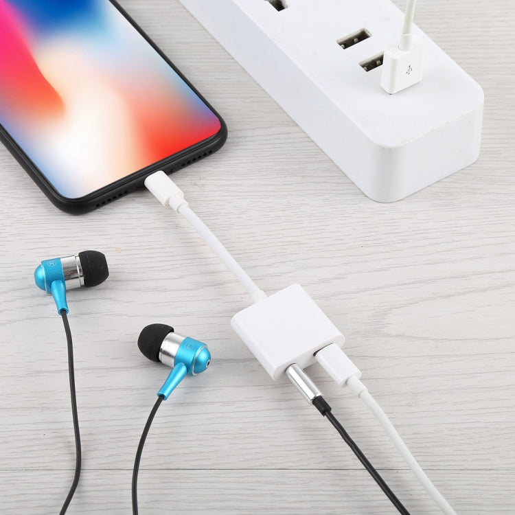 8 Pin Female + 3.5mm Audio Female to 8 Pin Male Charging & Listening Converter Adapter
