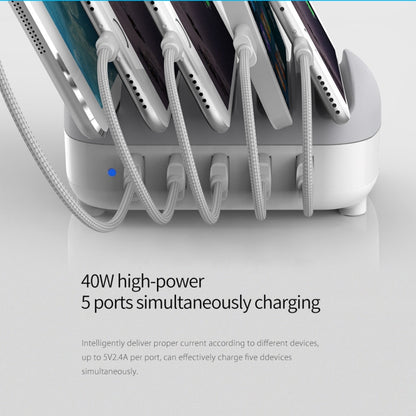ORICO DUK-5P 40W 5 USB Ports Smart Charging Station with Phone & Tablet Stand, EU Plug