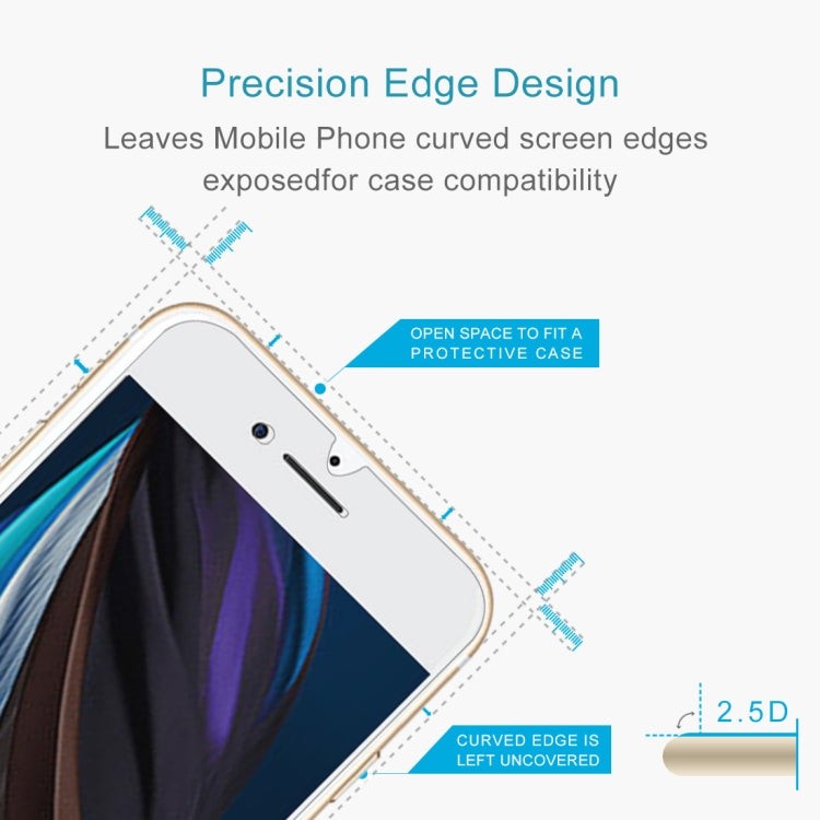For iPhone SE 2022 / SE 2020 50pcs Large Arc EdgeTempered Glass Film, For iPhone SE 2022 (50pcs)