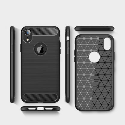 For iPhone XR Brushed Texture Carbon Fiber Shockproof TPU Protective Back Case, For iPhone XR, For XR