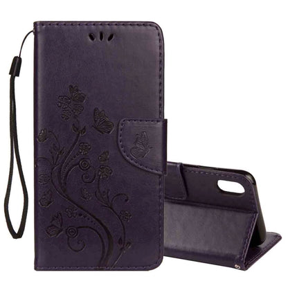 For iPhone XS Max Embossed Butterfly Pattern Horizontal Flip Leather Case with Card Slot & Holder & Wallet & Lanyard, For XS Max