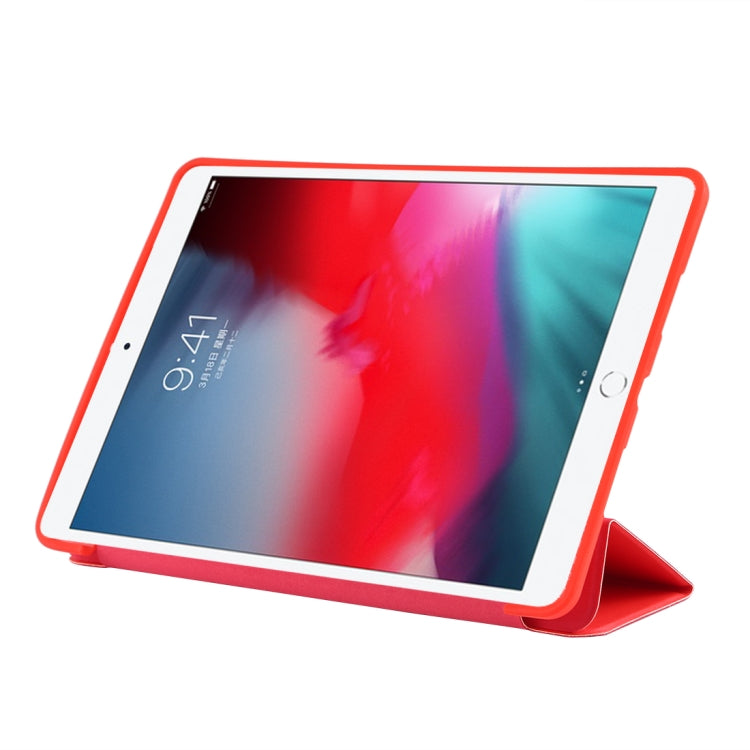PU Plastic Bottom Case Foldable Deformation Left and Right Flip Leather Case with Three Fold Bracket & Smart Sleep for iPad Air3 2019