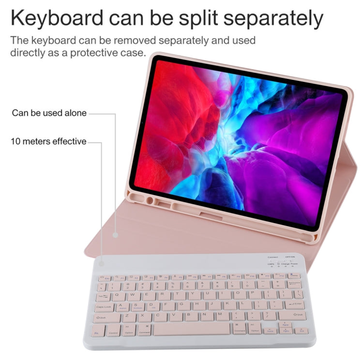 TG11B Detachable Bluetooth Pink Keyboard + Microfiber Leather Tablet Case for iPad Pro 11 inch (2020), with Pen Slot & Holder, Pink Keyboard