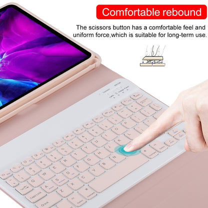 TG11B Detachable Bluetooth Pink Keyboard + Microfiber Leather Tablet Case for iPad Pro 11 inch (2020), with Pen Slot & Holder, Pink Keyboard