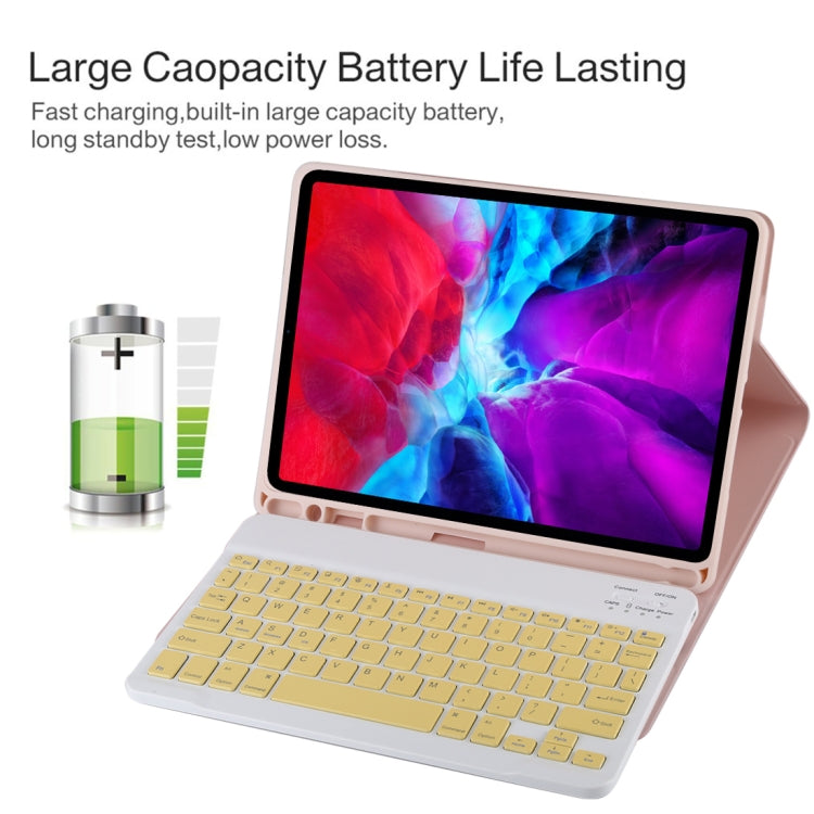 TG11B Detachable Bluetooth Yellow Keyboard + Microfiber Leather Tablet Case for iPad Pro 11 inch (2020), with Pen Slot & Holder, Yellow Keyboard