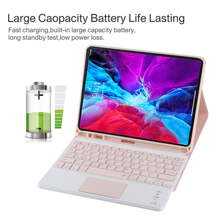 TG11BC Detachable Bluetooth Pink Keyboard Microfiber Leather Tablet Case for iPad Pro 11 inch (2020), with Touchpad & Pen Slot & Holder, Pink Keyboard