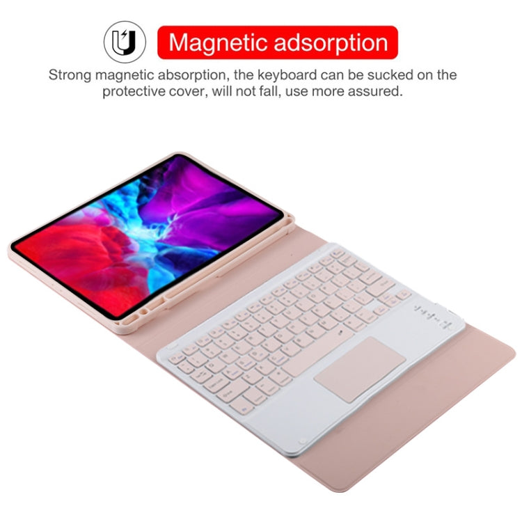 TG11BC Detachable Bluetooth Pink Keyboard Microfiber Leather Tablet Case for iPad Pro 11 inch (2020), with Touchpad & Pen Slot & Holder, Pink Keyboard
