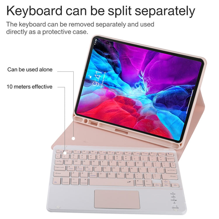 TG11BC Detachable Bluetooth Pink Keyboard Microfiber Leather Tablet Case for iPad Pro 11 inch (2020), with Touchpad & Pen Slot & Holder, Pink Keyboard