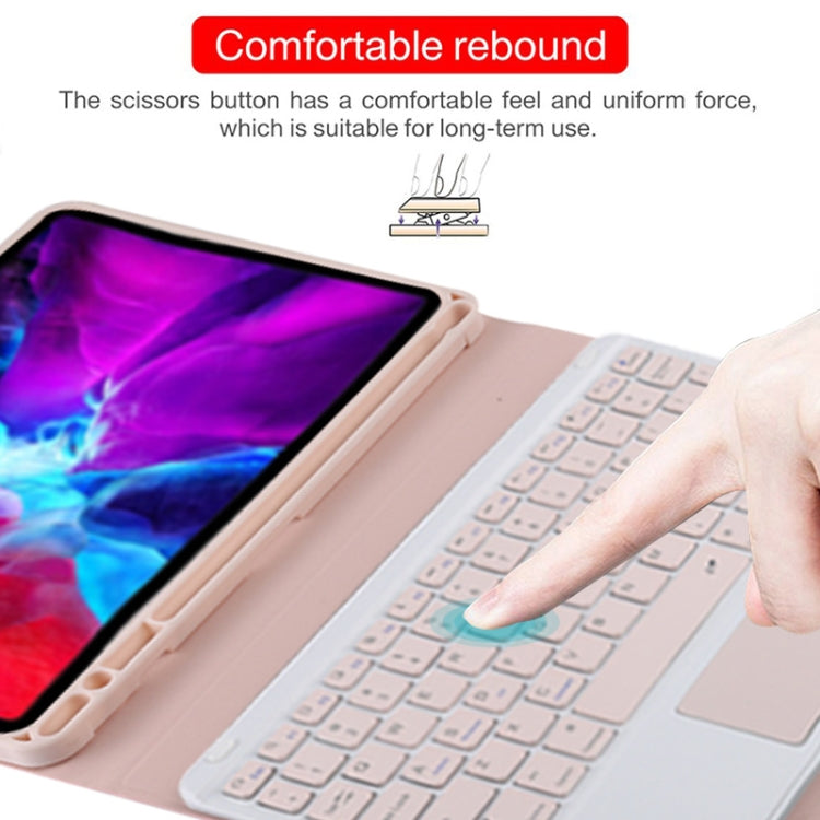 TG11BC Detachable Bluetooth Pink Keyboard Microfiber Leather Tablet Case for iPad Pro 11 inch (2020), with Touchpad & Pen Slot & Holder, Pink Keyboard