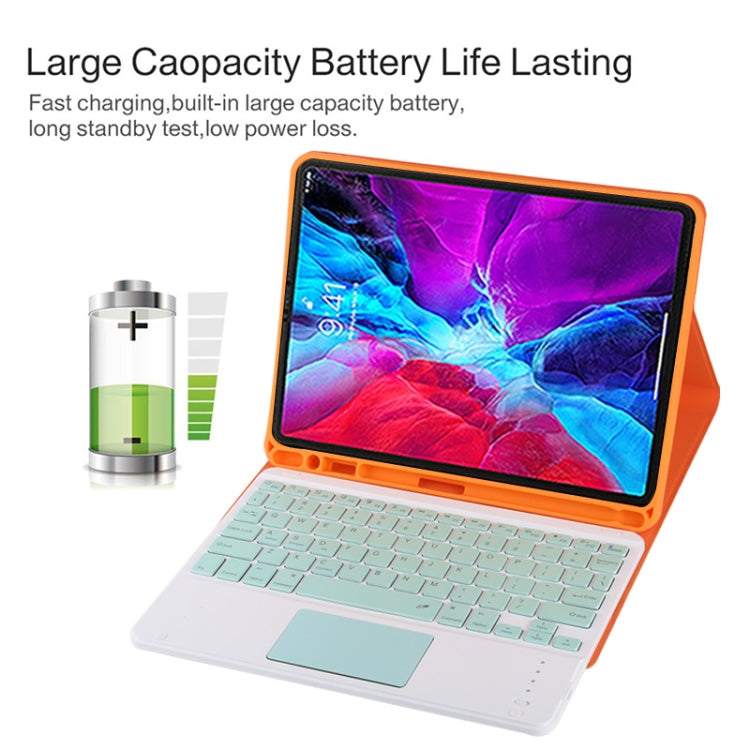 TG11BC Detachable Bluetooth Green Keyboard Microfiber Leather Tablet Case for iPad Pro 11 inch (2020), with Touchpad & Pen Slot & Holder, Green Keyboard