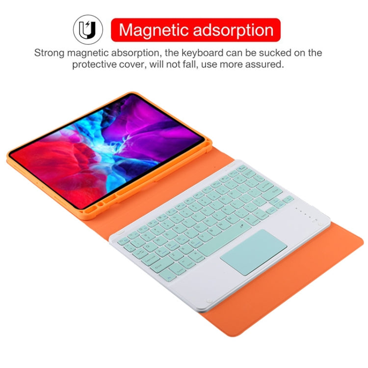 TG11BC Detachable Bluetooth Green Keyboard Microfiber Leather Tablet Case for iPad Pro 11 inch (2020), with Touchpad & Pen Slot & Holder, Green Keyboard