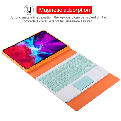 TG11BC Detachable Bluetooth Green Keyboard Microfiber Leather Tablet Case for iPad Pro 11 inch (2020), with Touchpad & Pen Slot & Holder, Green Keyboard