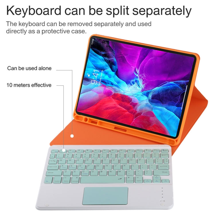 TG11BC Detachable Bluetooth Green Keyboard Microfiber Leather Tablet Case for iPad Pro 11 inch (2020), with Touchpad & Pen Slot & Holder, Green Keyboard