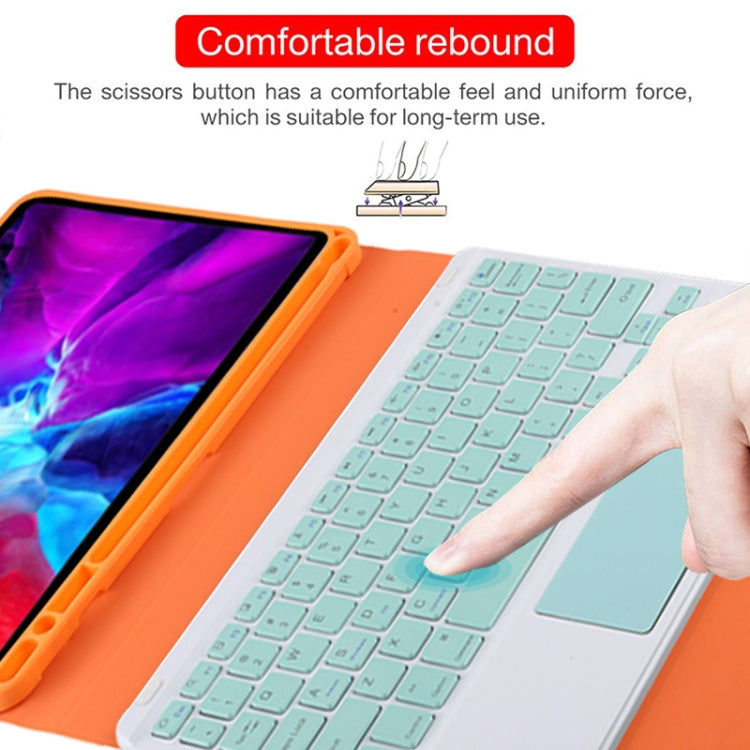 TG11BC Detachable Bluetooth Green Keyboard Microfiber Leather Tablet Case for iPad Pro 11 inch (2020), with Touchpad & Pen Slot & Holder, Green Keyboard