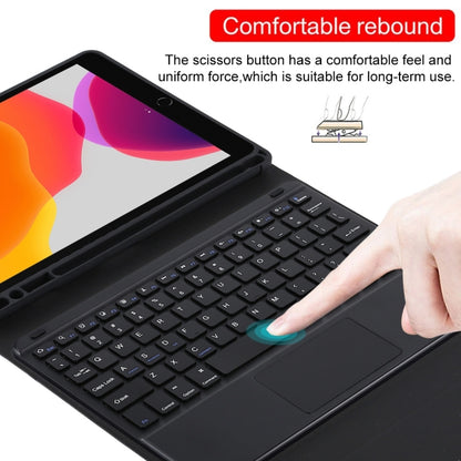 TG109BC Detachable Bluetooth Black Keyboard + Microfiber Leather Tablet Case for iPad Air 2020, with Touch Pad & Pen Slot & Holder, TG109BC