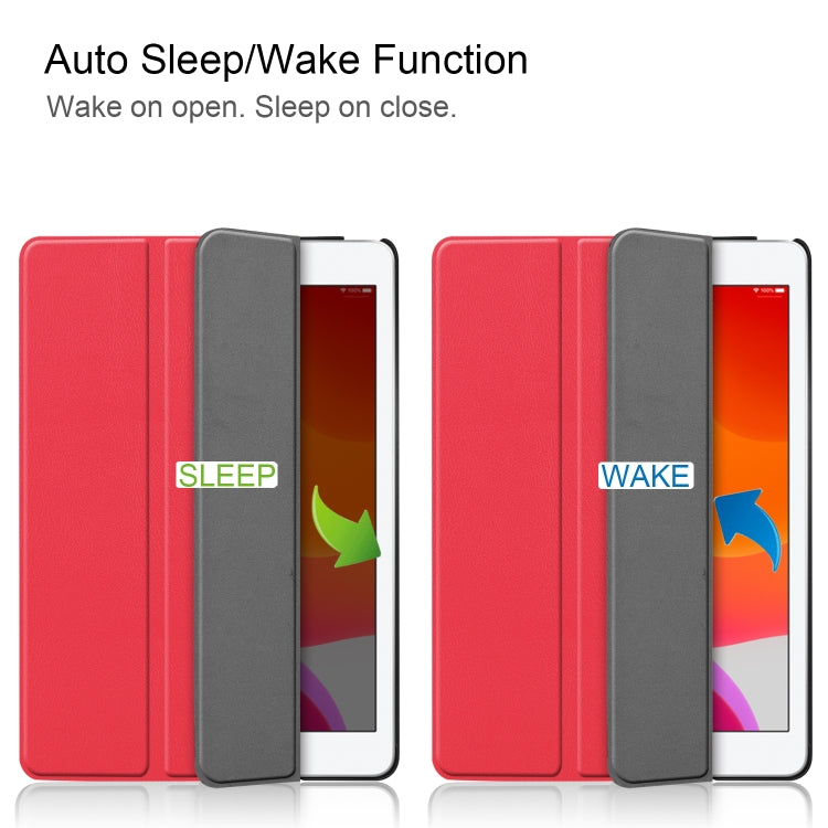 For iPad 10.2 Custer Texture Horizontal Flip Smart PU Leather Case with Sleep / Wake-up Function & Three-folding Holder, For iPad 10.2