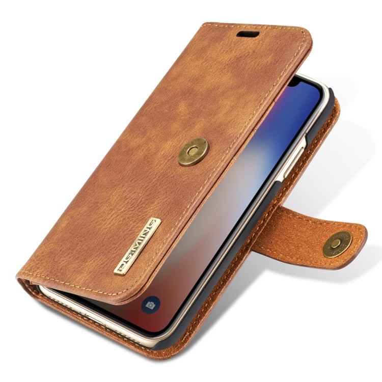For iPhone X / XS DG.MING  Crazy Horse Texture Horizontal Flip Detachable Magnetic Protective Case with Holder & Card Slots & Wallet, iPhone X, iPhone  X, For  X