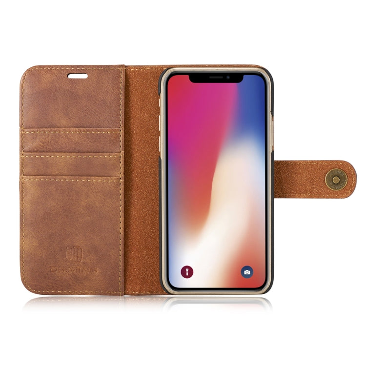 For iPhone X / XS DG.MING  Crazy Horse Texture Horizontal Flip Detachable Magnetic Protective Case with Holder & Card Slots & Wallet, iPhone X, iPhone  X, For  X