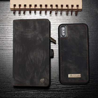 For iPhone X / XS CaseMe-008 TPU + PC Magnetic Absorption Detachable Back Cover Horizontal Flip Leather Case with Holder & Card Slots & Zipper Wallet & Photo Frame