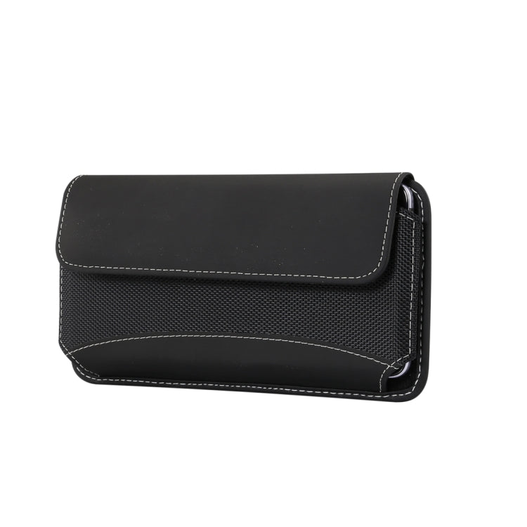 For iPhone XS Max Men Universal Oxford Cloth Portable Mobile Phone Waist Pack Leather Case / Huawei Mate 20 / 6.3 Inch or Below Smartphones