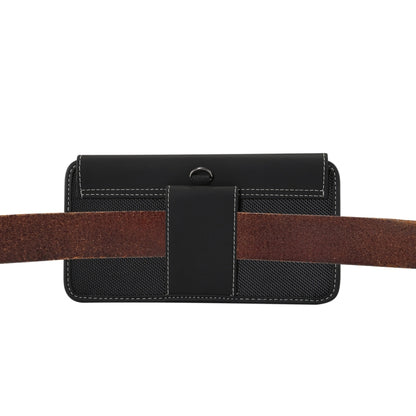 For iPhone XS Max Men Universal Oxford Cloth Portable Mobile Phone Waist Pack Leather Case / Huawei Mate 20 / 6.3 Inch or Below Smartphones