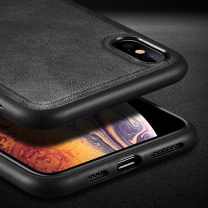 For iPhone XS Max SULADA Shockproof TPU + Handmade Leather Case
