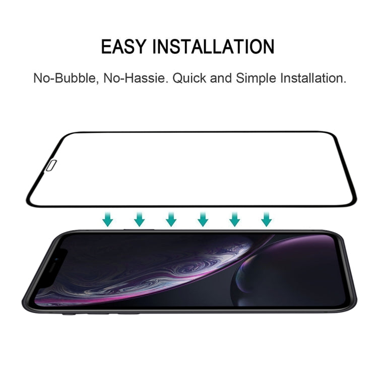 For iPhone 11 / XR Full Glue Silk Print Full Screen Tempered Glass Film, For XR (1 PCS) Black