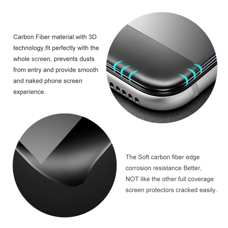 For iPhone X & XS 50pcs Full Screen Carbon Fiber Soft Edges Tempered Glass Film, For iPhone XS