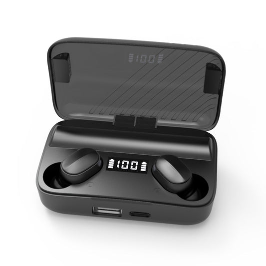 A9 TWS CVC8.0 and DSP Dual Noise Cancelling Bluetooth Earphone with Magnetic Charging Box & LED Digital Display, Support Touch & HD Call & Siri & Power Bank, A9