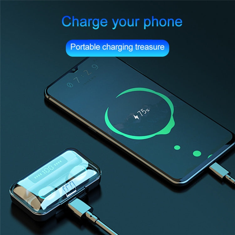 F9-9 TWS CVC8.0 Noise Cancelling Bluetooth Earphone with Charging Box, Support Touch Lighting Effect & Three-screen LED Power Display & Power Bank & Mobile Phone Holder & HD Call & Voice Assistant, F9-9 Black, F9-9 Dark Blue, F9-9 Pink, F9-9 Blue      ...