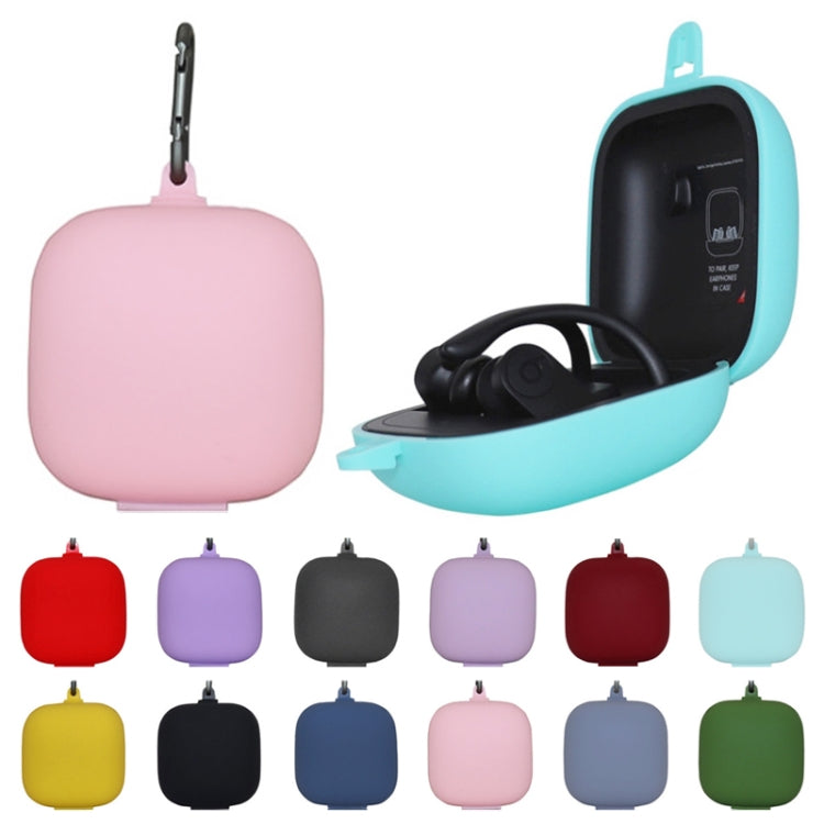 Solid Color Silicone Wireless Bluetooth Earphone Protective Case for Beats Powerbeats Pro, Red, Wine Red, Black, Dark Blue, Gray Blue, Grass Green, Grey, Light Purple, Mint Green, Purple