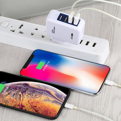 HT-CD03 15.5W 5V 3.1A 4-Port USB Wall Charger Travel Charger, EU Plug, HT-CD03