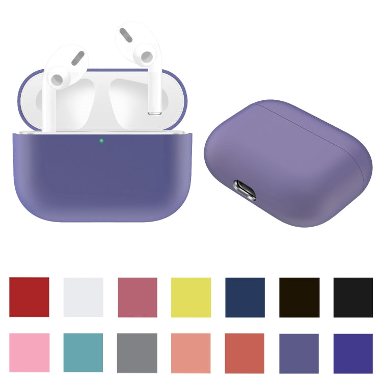For AirPods Pro Solid Color Silicone Earphone Protective Case, Light Purple, Purple, Red, Black, Baby Blue, Coffee, White, Dark Blue, Yellow, Pink, Green, Grey, Light Pink, Watermelon Red