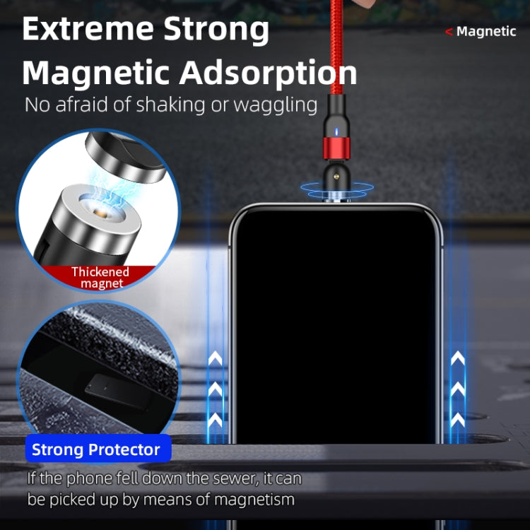 2m 2A Output 3 in 1 USB to 8 Pin + USB-C / Type-C + Micro USB Nylon Braided Rotate Magnetic Charging Cable, 2m  3 in 1, 2m 3 in 1
