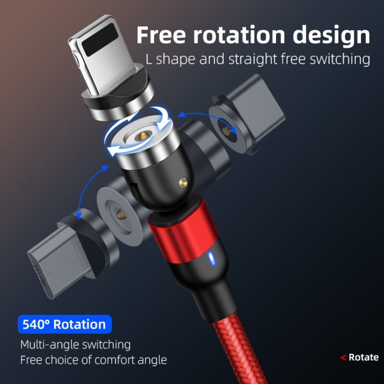 2m 2A Output 3 in 1 USB to 8 Pin + USB-C / Type-C + Micro USB Nylon Braided Rotate Magnetic Charging Cable, 2m  3 in 1, 2m 3 in 1