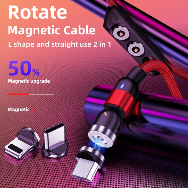 2m 2A Output 3 in 1 USB to 8 Pin + USB-C / Type-C + Micro USB Nylon Braided Rotate Magnetic Charging Cable, 2m  3 in 1, 2m 3 in 1