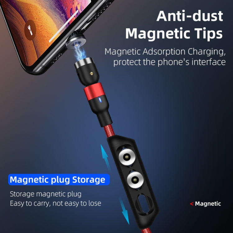 2m 2A Output 3 in 1 USB to 8 Pin + USB-C / Type-C + Micro USB Nylon Braided Rotate Magnetic Charging Cable, 2m  3 in 1, 2m 3 in 1