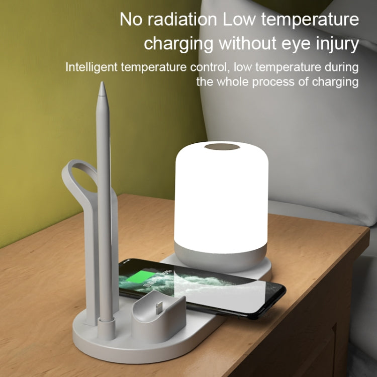 WS6 10W 2 USB Ports + USB-C / Type-C Port Multi-function Desk Lamp + Qi Wireless Charging Charger