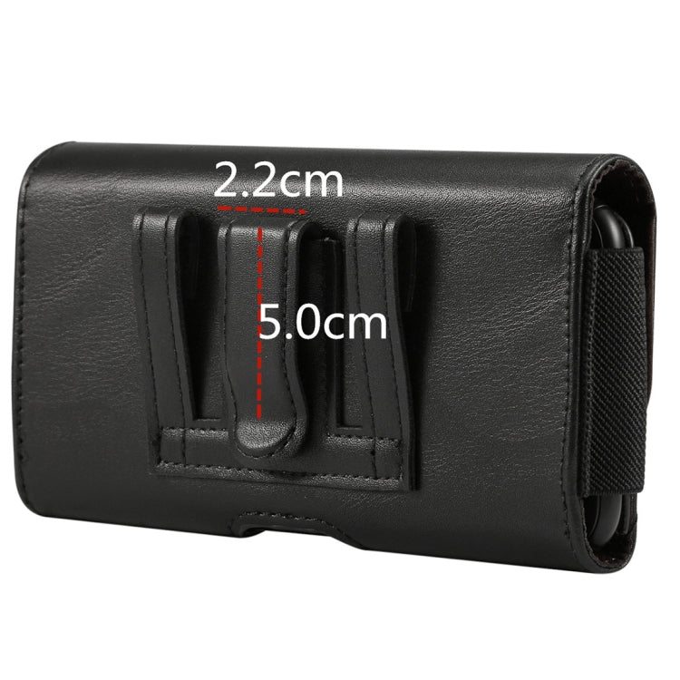 Lambskin Elastic Band Men 5.2 Inch Mobile Phone Universal Hanging Waist Leather Case with Card Slot,