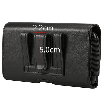 Lambskin Elastic Band Men 5.2 Inch Mobile Phone Universal Hanging Waist Leather Case with Card Slot,