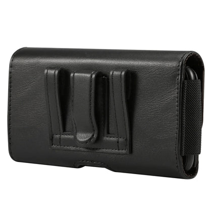 Lambskin Elastic Band Men 5.2 Inch Mobile Phone Universal Hanging Waist Leather Case with Card Slot,