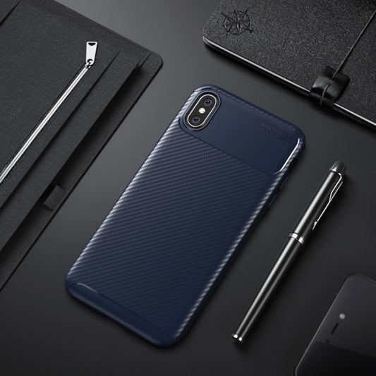 For iPhone X / XS Beetle Shape Carbon Fiber Texture Shockproof TPU Case, For iPhone X / XS