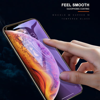 For iPhone 11 Pro / XS / X mocolo 0.33mm 9H 3D Round Edge Anti Blue-ray Tempered Glass Film, iPhone XS / X