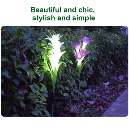 Simulated Lily Flower 4 Heads Solar Powered Outdoor IP55 Waterproof LED Decorative Lawn Lamp, White Light, White Light