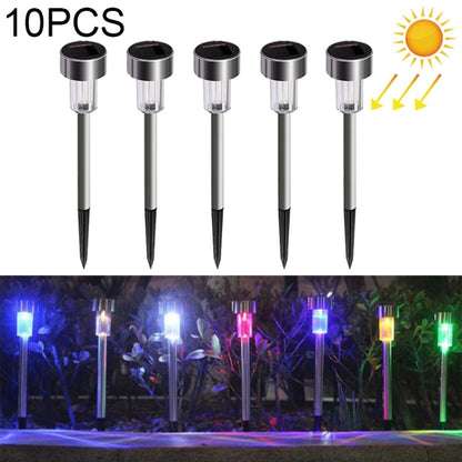 10 PCS Solar Energy Outdoor Lawn Lamp Stainless Steel IP65 Waterproof LED Decorative Garden Light