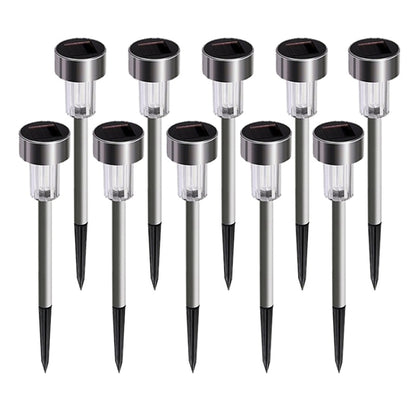 10 PCS Solar Energy Outdoor Lawn Lamp Stainless Steel IP65 Waterproof LED Decorative Garden Light