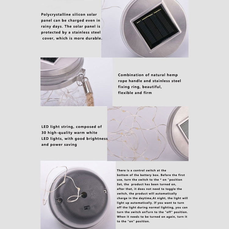 Solar Energy Glass Bottle Pendent Lamp IP55 Waterproof Outdoor Garden Decoration Light, Warm White Light