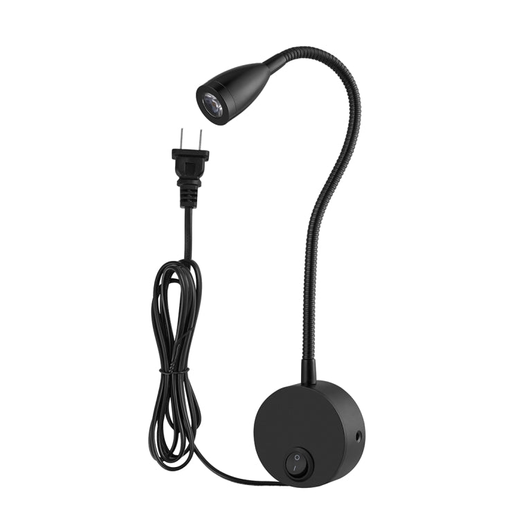 160 LM 3000-3200K Wall Mount Light Wall Sconce Lamp, Got the CE / FCC Certification, Goose Neck Length: 30cm, US/EU Plug, Default Delivery US Plug, CL-06b Black Shell